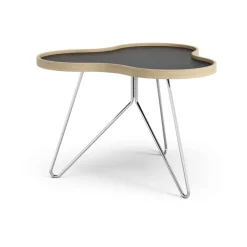Coffee Tables^Swedese Flower table 62x66 cm, 45 cm, -oak edge-chrome base Black