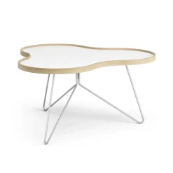 Coffee Tables^Swedese Flower table 84x90 cm, 45 cm--oak edge-chrome White