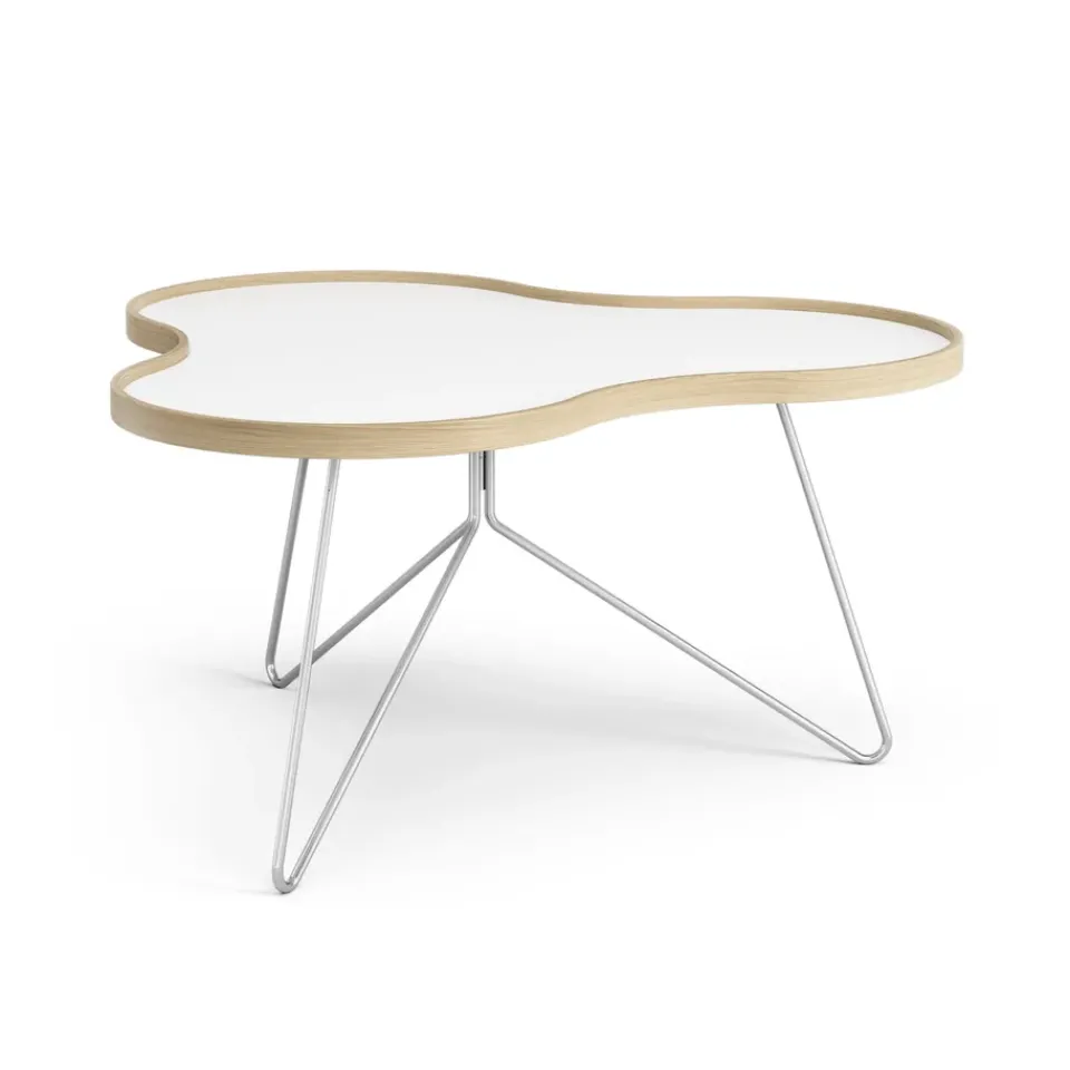Coffee Tables^Swedese Flower table 84x90 cm, 45 cm--oak edge-chrome White