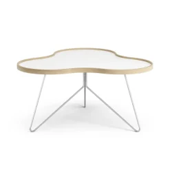 Coffee Tables^Swedese Flower table 84x90 cm, 45 cm--oak edge-chrome White