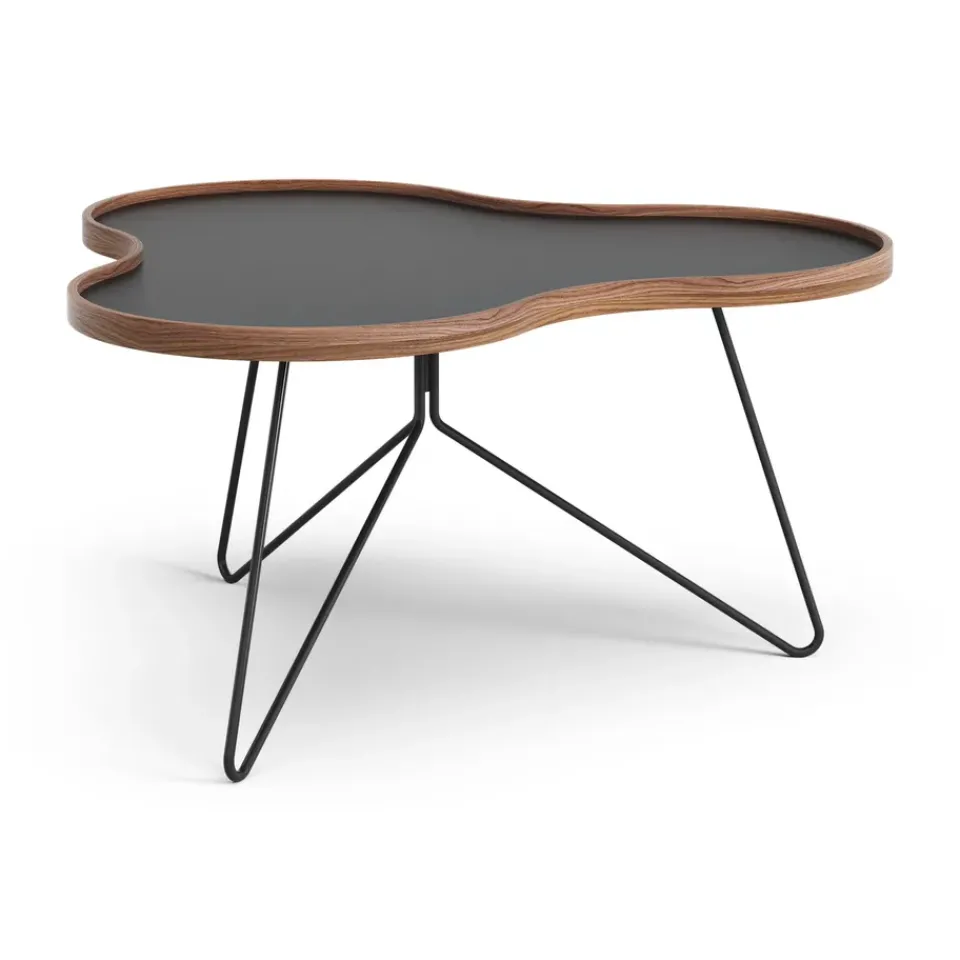 Online Swedese Flower table 84x90 cm, H45--walnut edge- stativ Black
