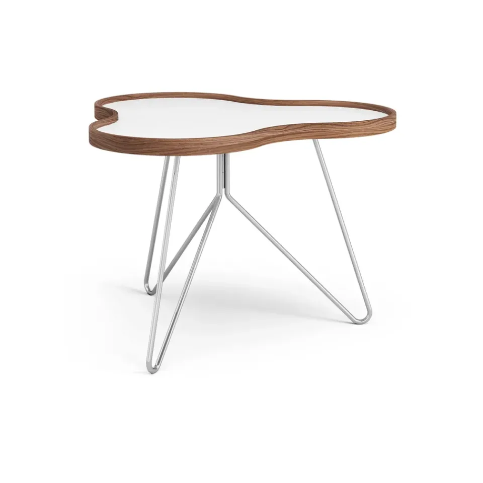 Discount Swedese Flower table 62x66 cm, , 45cm, walnut edge, chrome base White
