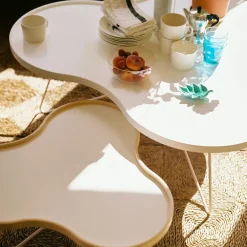 Discount Swedese Flower table 62x66 cm, , 45cm, walnut edge, chrome base White