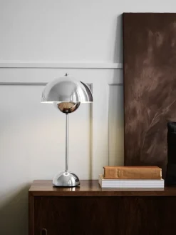 New &Tradition FlowerPot VP3 table lamp, Chrome-plated Silver-coloured