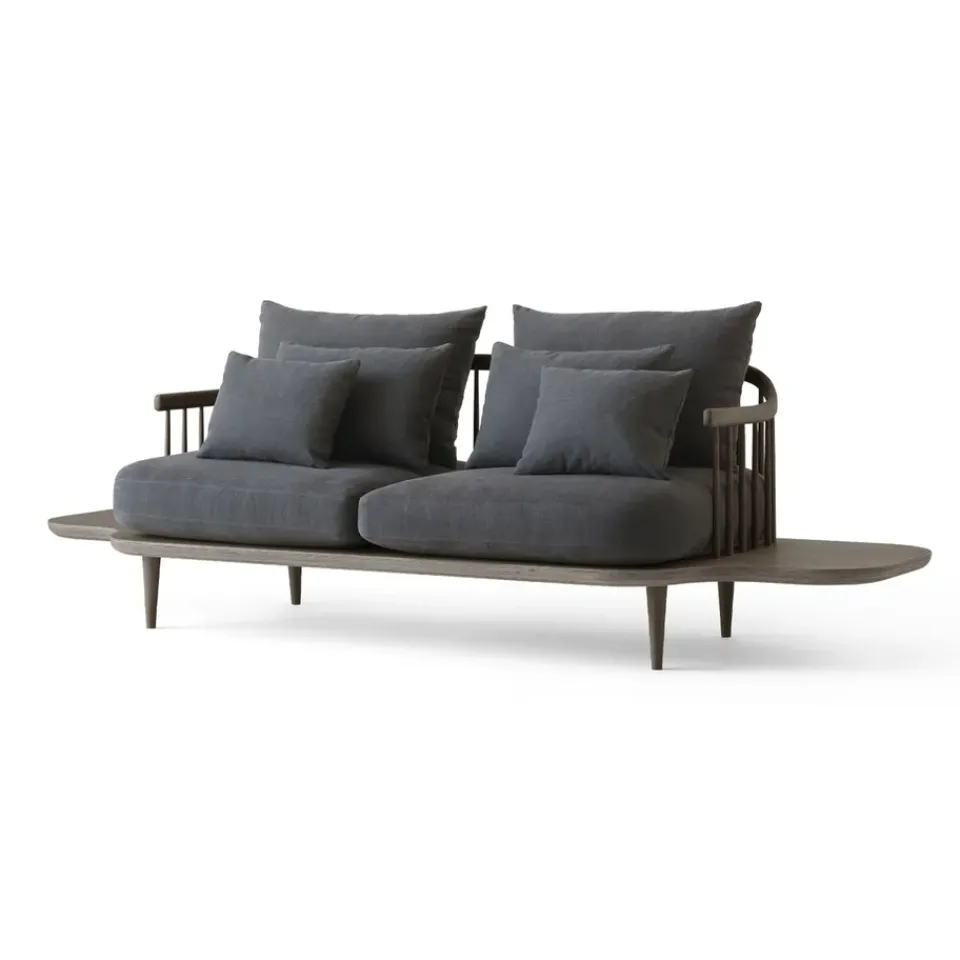 Sale &Tradition Fly SC3 sofa, Fabric hot madison 093 dark . smoked oiled oak stand and side table Grey