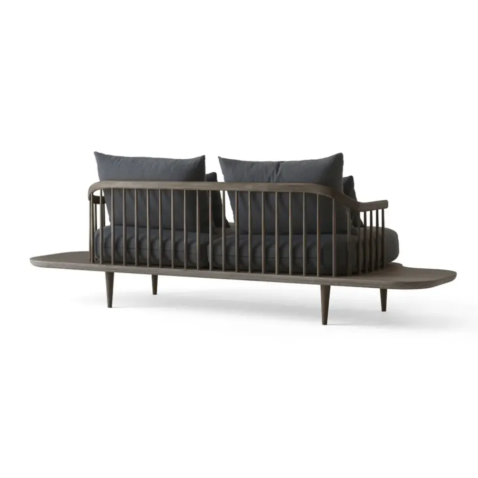 Sale &Tradition Fly SC3 sofa, Fabric hot madison 093 dark . smoked oiled oak stand and side table Grey