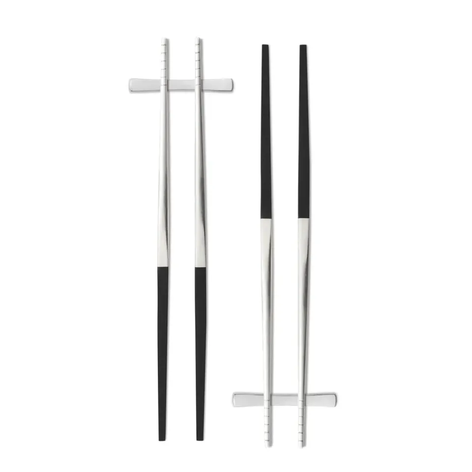 Chopsticks^Gense Focus de Luxe chopsticks 4+2, stainless steel Silver-colouredBlack