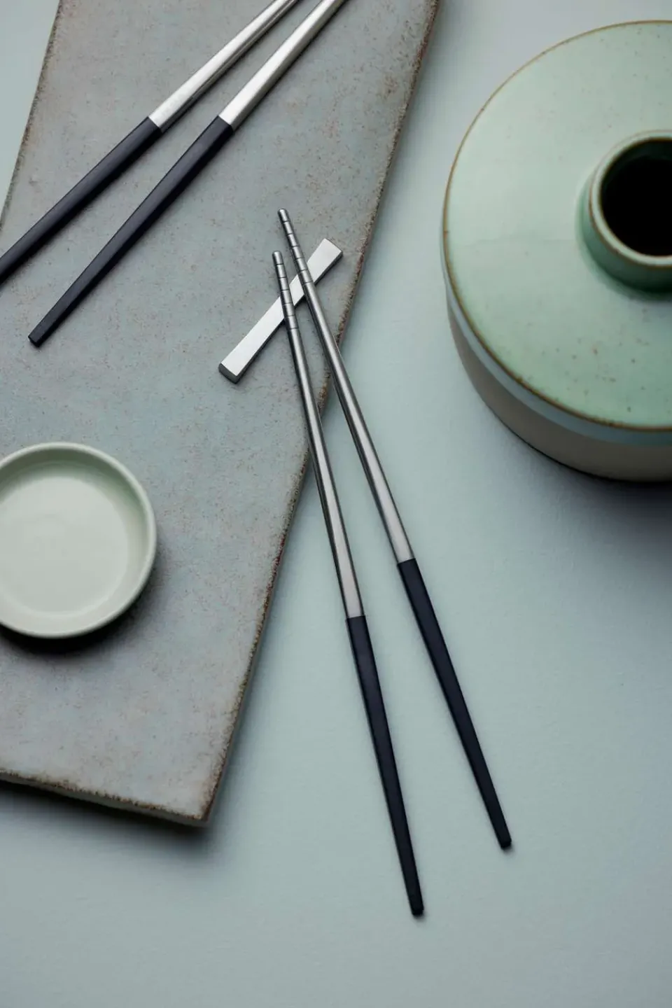 Chopsticks^Gense Focus de Luxe chopsticks 4+2, stainless steel Silver-colouredBlack