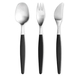 New Gense Focus de Luxe cutlery 12 pcs, stainless steel Silver-colouredBlack