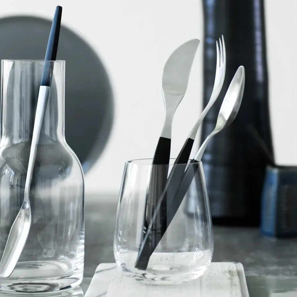 New Gense Focus de Luxe table knife, Stainless steel Silver-colouredBlack