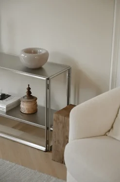 Dressers & Sideboards|Dressers & Sideboards^Kristina Dam Studio Foldable console 124x60 cm, Brushed stainless steel Silver-coloured