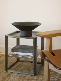 Kristina Dam Studio Foldable side table 40x40 cm, Brushed stainless steel Silver-coloured