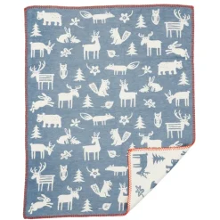Baby Blankets^Klippan Yllefabrik Forest baby blanket cotton, Blue