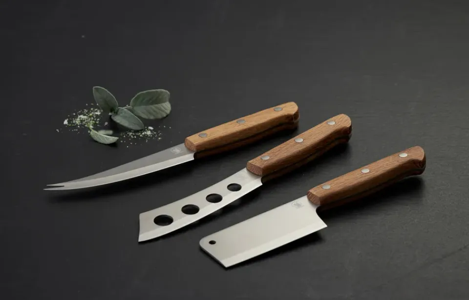 Cheese Knives|Serving Utensils^Morsø Foresta cheese knife 3 pieces, Oak-stainless steel BrownSilver-coloured