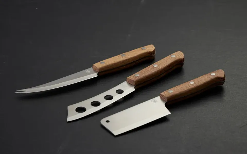 Cheese Knives|Serving Utensils^Morsø Foresta cheese knife 3 pieces, Oak-stainless steel BrownSilver-coloured