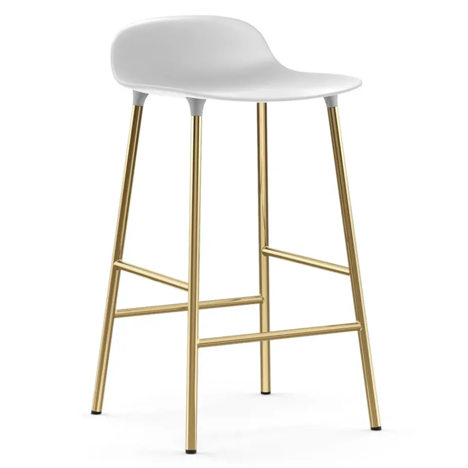 Clearance Normann Copenhagen Form barstool bronze legs 65 cm, White