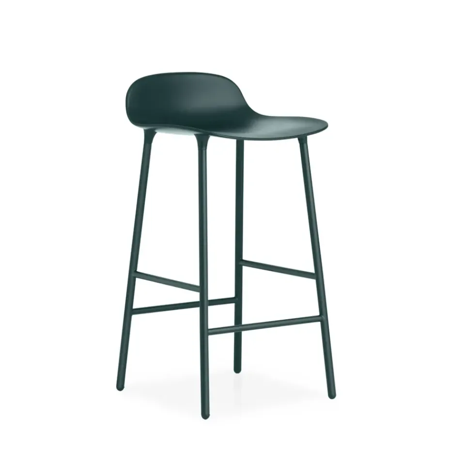 Bar Stools^Normann Copenhagen Form barstool low, , -coated steel legs Green