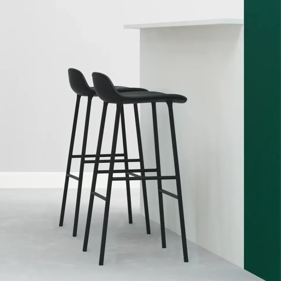Bar Stools^Normann Copenhagen Form barstool low, , -coated steel legs Green