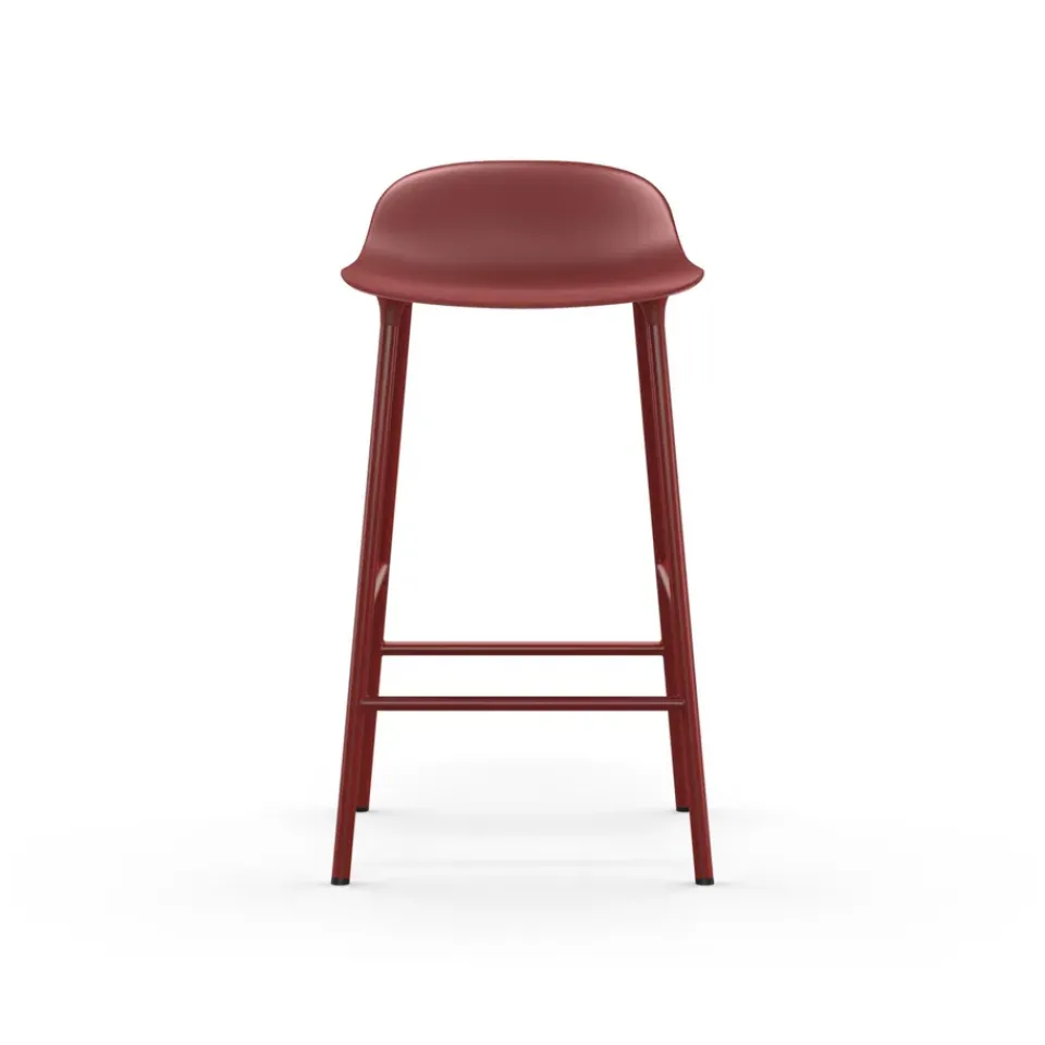 Bar Stools^Normann Copenhagen Form barstool low, , -coated steel legs Red