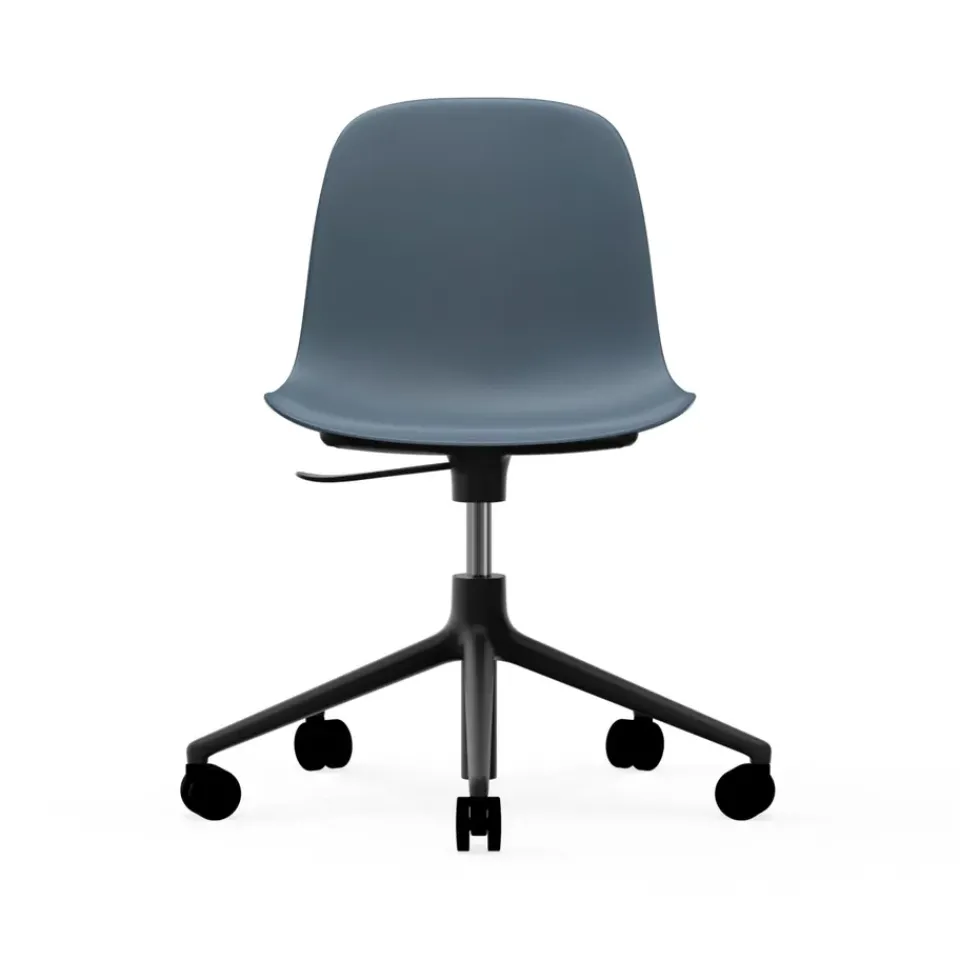 Online Normann Copenhagen Form swivel chair, 5W office chair, , black aluminium, wheels Blue