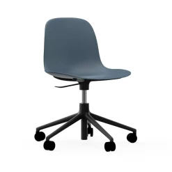 Online Normann Copenhagen Form swivel chair, 5W office chair, , black aluminium, wheels Blue