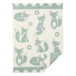 Online Klippan Yllefabrik Fox children's blanket, light Blue