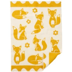 Clearance Klippan Yllefabrik Fox children's blanket, saffron Yellow