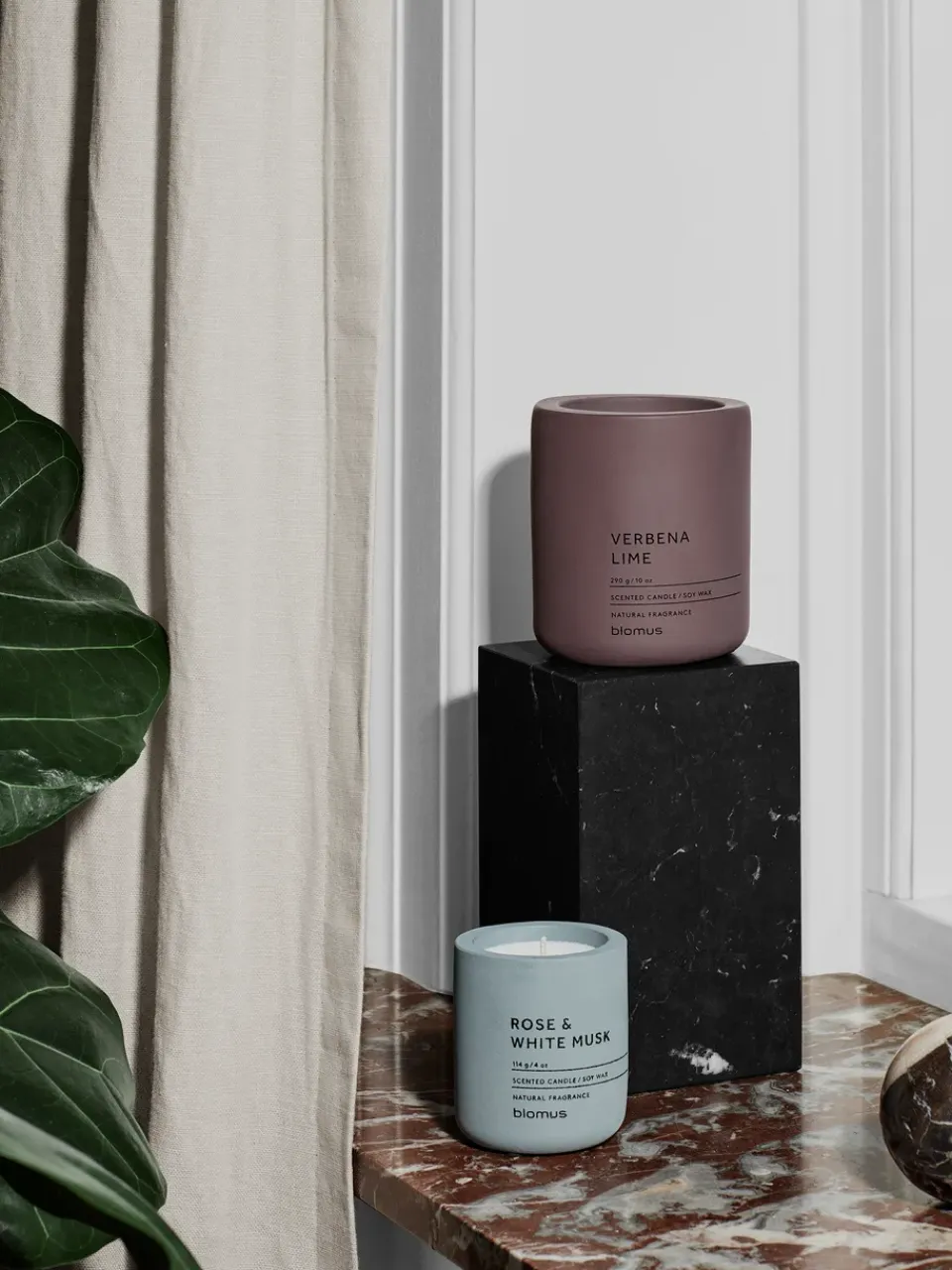 Scented Candles & Diffusers^Blomus Fraga scented candles 24 hours, Rose & White Musk-Flintstone Blue