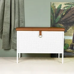 Clearance Maze Frank storage bench, -Cognac White
