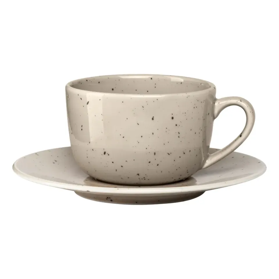 Coffee Cups^Scandi Living Freckle cup with saucer 26 cl, Beige