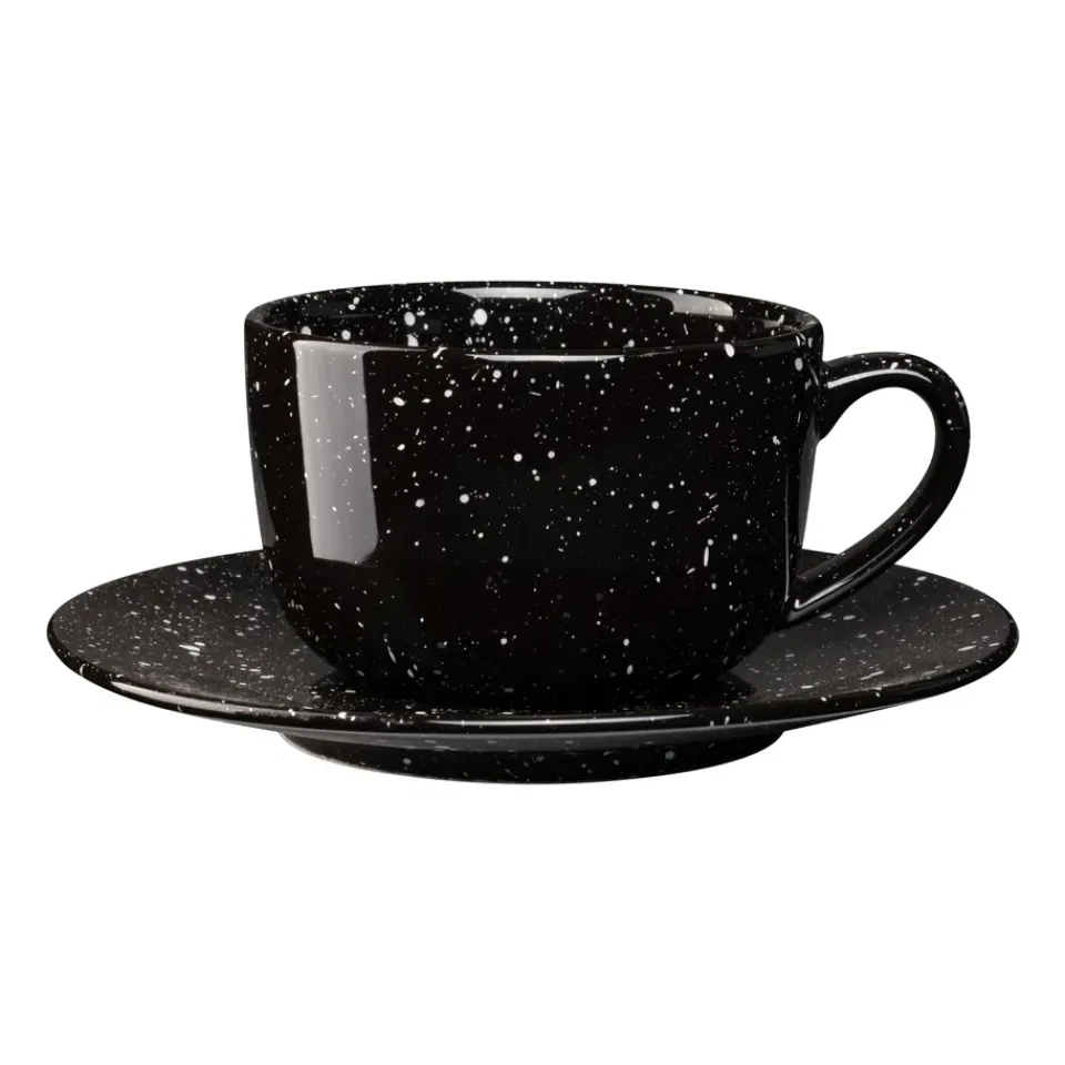Scandi Living Freckle cup with saucer 26 cl, Black