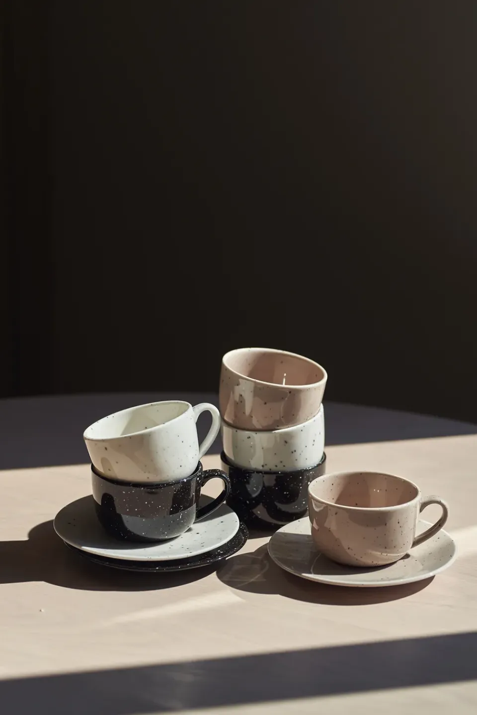 Scandi Living Freckle cup with saucer 26 cl, Black