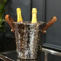 Wine & Champagne Coolers^Culinary Concepts French Fleur wine cooler with leather handle, Stainless steel Silver-coloured