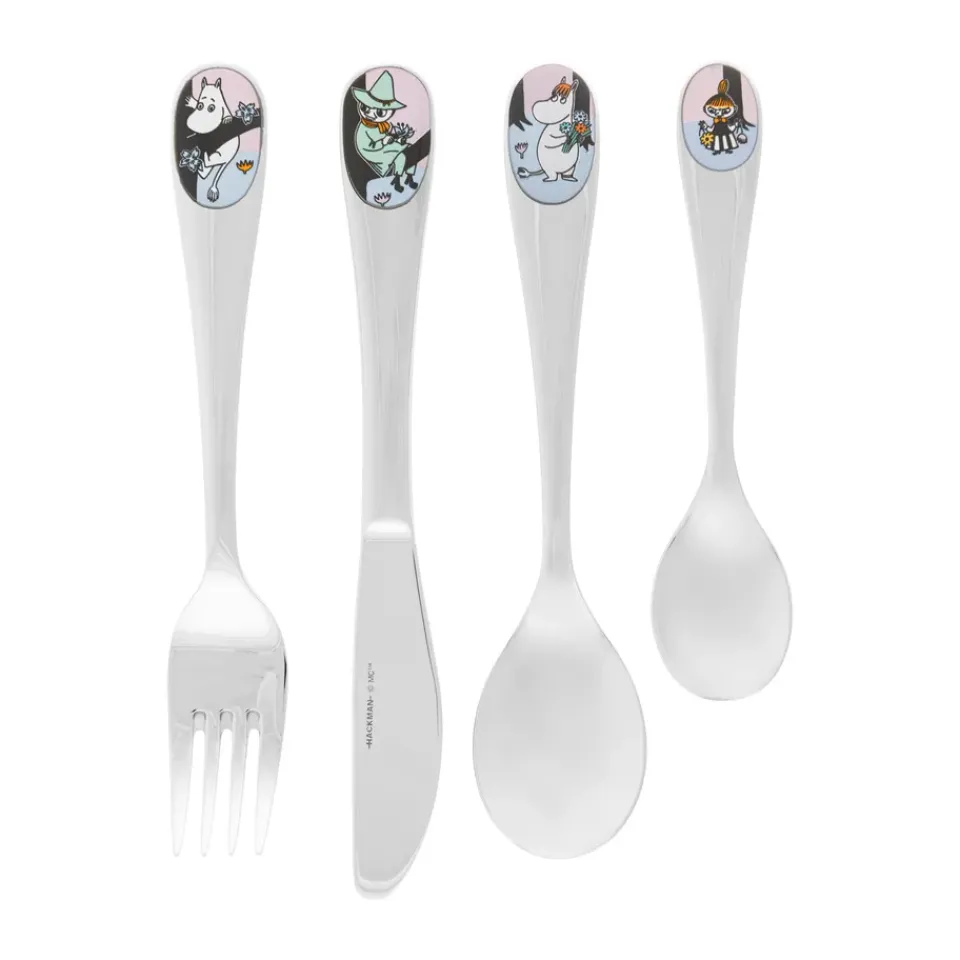 Clearance Moomin Arabia Friends forever cutlery set children 4-piece, Multi Silver-coloured