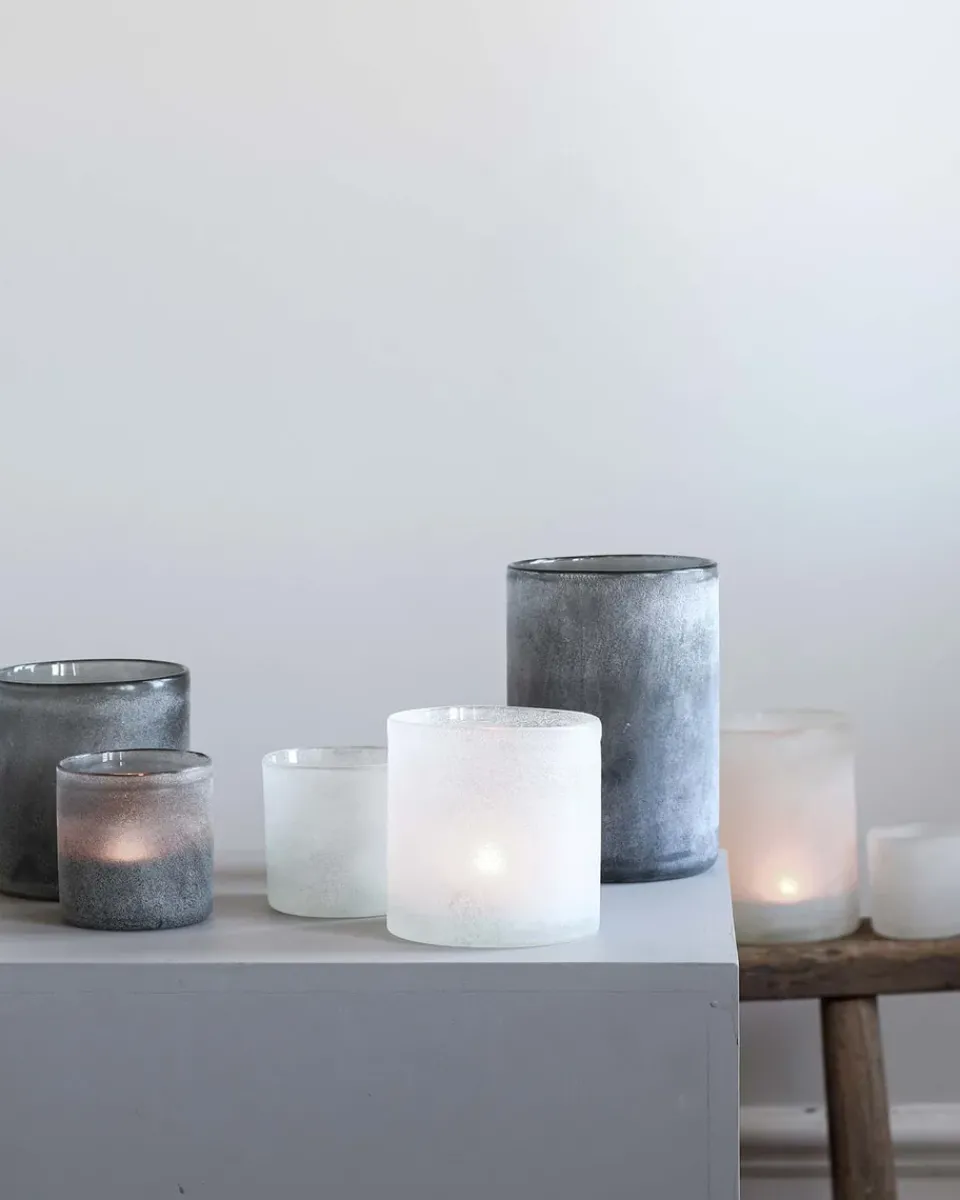 Tea Light Holders, Lanterns & Candle Dishes^Tell Me More Frost lantern M, White