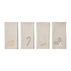 Linen & Cotton Napkins^Broste Copenhagen Fryd fabric napkins 45x45 cm 4 pieces, Light warm grey-beige GreyBeige