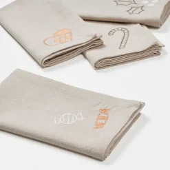 Linen & Cotton Napkins^Broste Copenhagen Fryd fabric napkins 45x45 cm 4 pieces, Light warm grey-beige GreyBeige