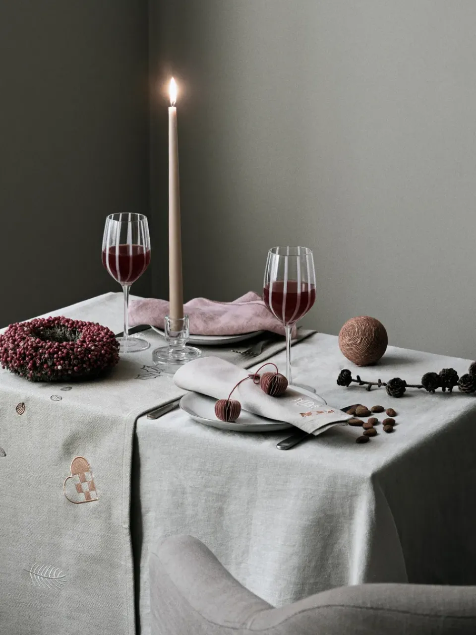 Linen & Cotton Napkins^Broste Copenhagen Fryd fabric napkins 45x45 cm 4 pieces, Light warm grey-beige GreyBeige