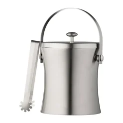 Online Funktion Function ice bucket with tongs, Stainless steel Silver-coloured