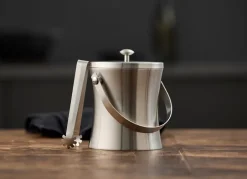 Online Funktion Function ice bucket with tongs, Stainless steel Silver-coloured