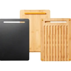 Outlet Fiskars Functional Form cutting board 3 pieces, bamboo-plastic BrownBlack