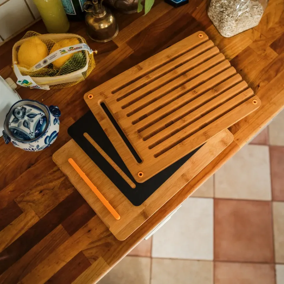 Outlet Fiskars Functional Form cutting board 3 pieces, bamboo-plastic BrownBlack