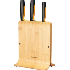 Knife Sets^Fiskars Functional Form knifeblock in bamboo with 3 knives, 4 pieces BrownBlack