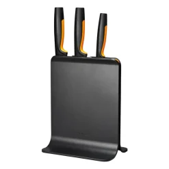 Knife Storage & Holders|Knife Blocks^Fiskars Functional Form plastic knife block with 3 knives, 4 pieces Black