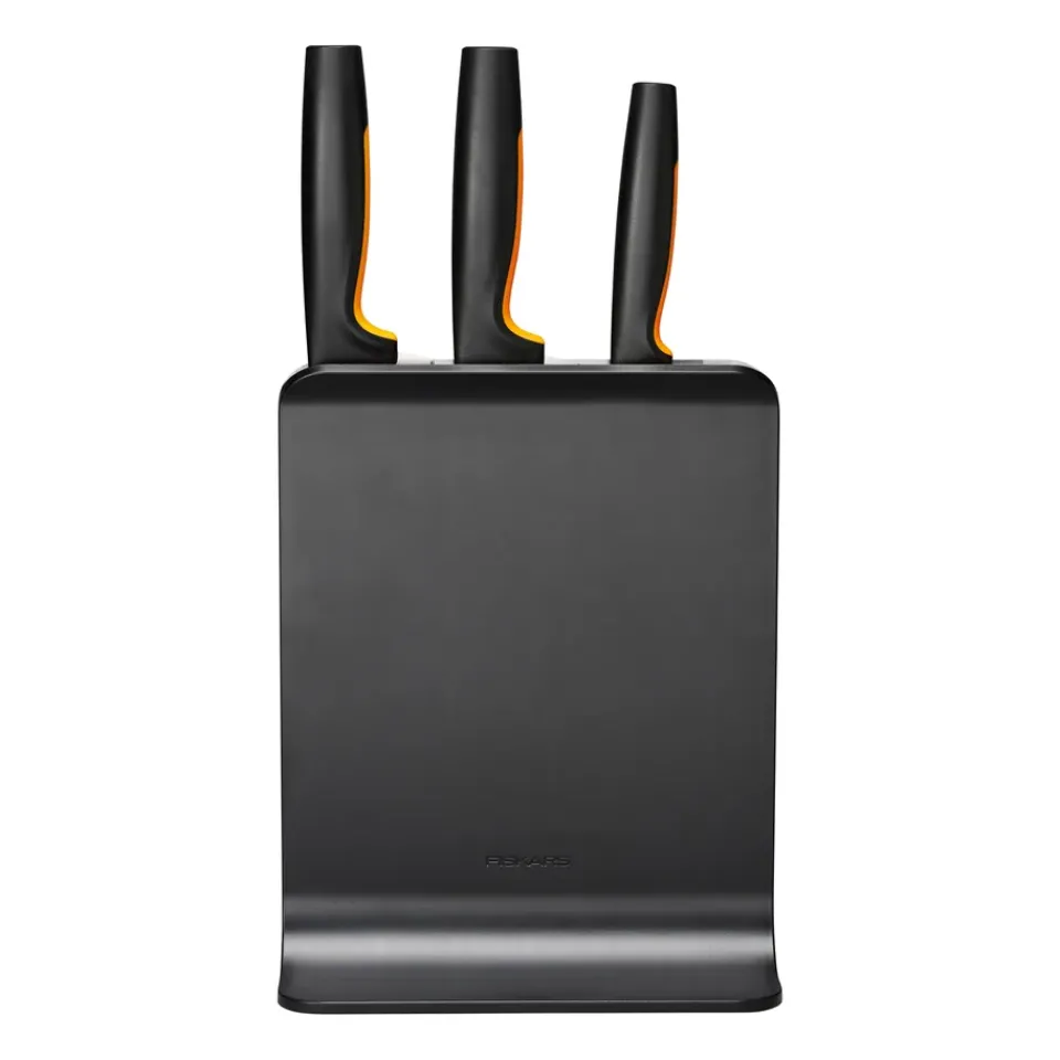 Knife Storage & Holders|Knife Blocks^Fiskars Functional Form plastic knife block with 3 knives, 4 pieces Black