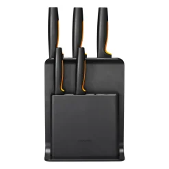 Fiskars Functional Form plastic knife block with 5 knives, 6 pieces Black