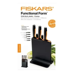 Fiskars Functional Form plastic knife block with 5 knives, 6 pieces Black
