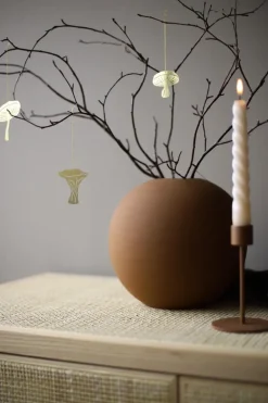 Hot Cooee Design Fungi hanging decorations 4 pieces, Brass Gold-coloured