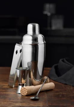 Cocktail Shakers|Wine & Barware^Funktion bar set 5 pieces, Stainless steel-beech Silver-coloured