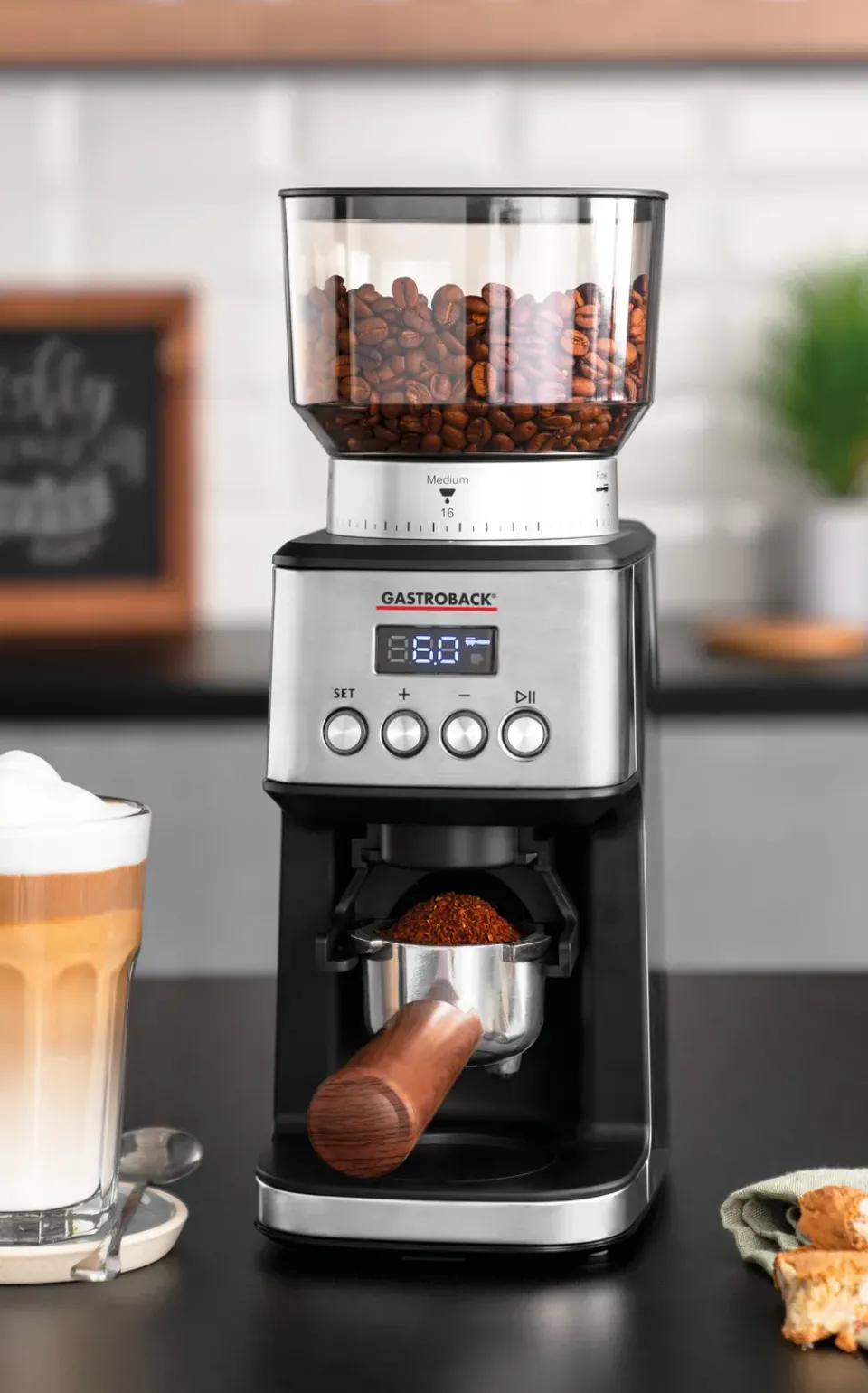 Coffee Machines^Gastroback Design 42643 electric coffee grinder, Silver Silver-coloured